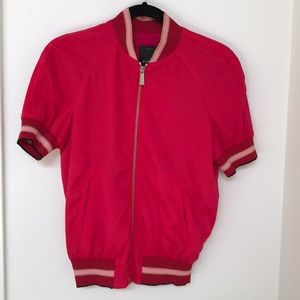 Pinko Italy red SS cropped bomber jacket
